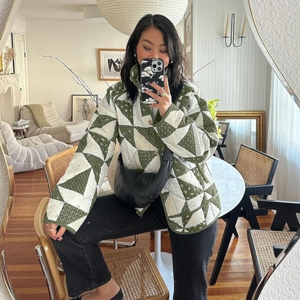 Quilted Puffer Jacket Patchwork Lightweight Padde… - image 3